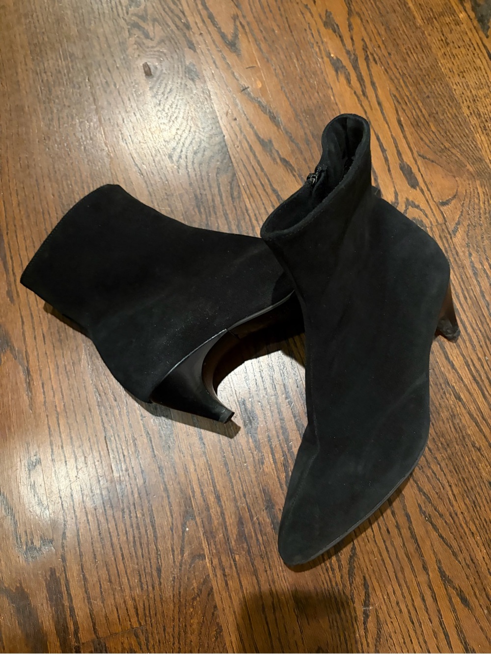 La CANADIENNE Black Suede Pointed Toe Ankle Booties